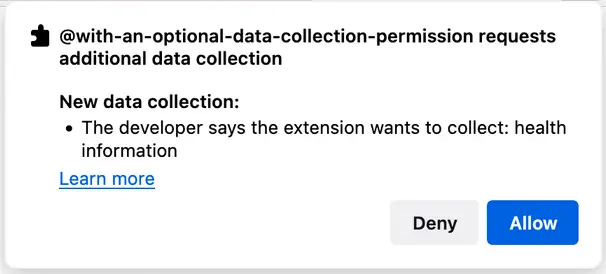 Figure 5: Prompt when requesting data collection permissions programmatically