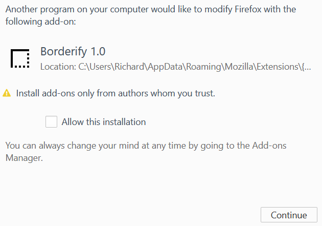 firefox load temporary addons