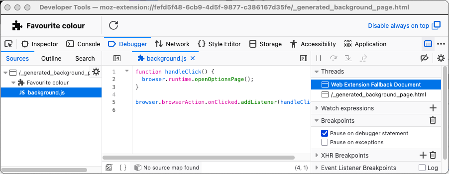 Developer tools for addon debugging